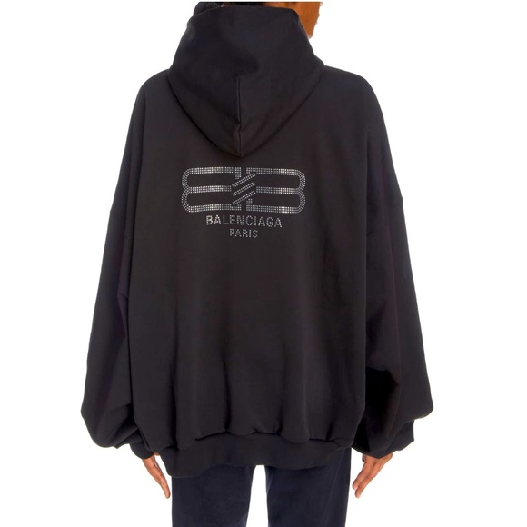 NEW🔥BALENCIAGA Gender Inclusive Beaded Back BB Logo Oversized Hoodie🔥